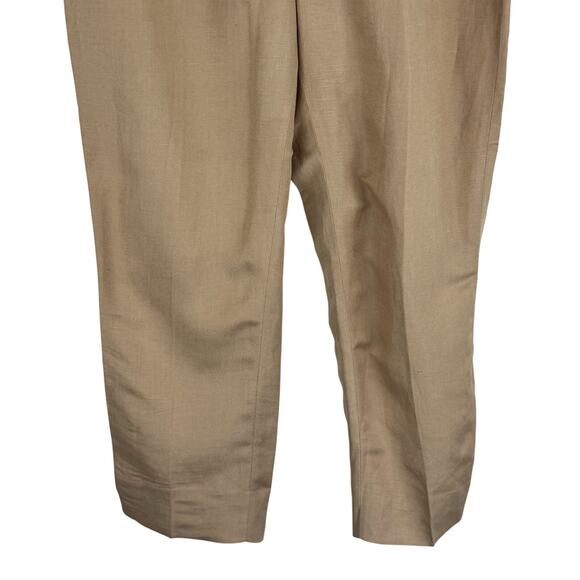 CALVIN KLEIN LINEN FLAT FRONT STRAIGHT LEG TROUSERS IN TAN NWT WOMEN'S SIZE 14P - Picture 7 of 16